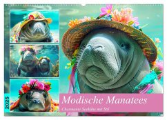 Modische Manatees. Charmante Seekühe mit Stil (Wandkalender 2025 DIN A2 quer), CALVENDO Monatskalender