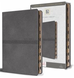 KJV Holy Bible, Large Print Medium Format, Gray Faux Leather with Ribbon Marker, Red Letter, Thumb Index - King James Version