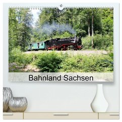 Bahnland Sachsen (hochwertiger Premium Wandkalender 2025 DIN A2 quer), Kunstdruck in Hochglanz - Calvendo;Bujara, André