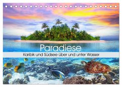 Paradiese. Karibik und Südsee über und unter Wasser (Tischkalender 2025 DIN A5 quer), CALVENDO Monatskalender