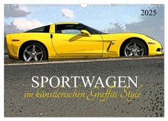 Sportwagen im künstlerischen Graffiti Style (Wandkalender 2025 DIN A3 quer), CALVENDO Monatskalender