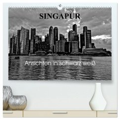 Singapur Ansichten in schwarz weiß (hochwertiger Premium Wandkalender 2025 DIN A2 quer), Kunstdruck in Hochglanz