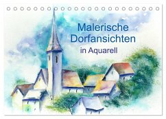 Malerische Dorfansichten in Aquarell (Tischkalender 2025 DIN A5 quer), CALVENDO Monatskalender - Calvendo;Krause, Jitka