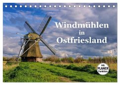 Windmühlen in Ostfriesland (Tischkalender 2025 DIN A5 quer), CALVENDO Monatskalender