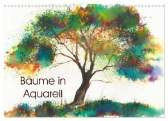 Bäume in Aquarell (Wandkalender 2025 DIN A3 quer), CALVENDO Monatskalender
