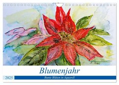 Blumenjahr - Bunte Blüten in Aquarell (Wandkalender 2025 DIN A4 quer), CALVENDO Monatskalender