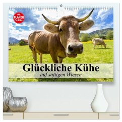 Glückliche Kühe auf saftigen Wiesen (hochwertiger Premium Wandkalender 2025 DIN A2 quer), Kunstdruck in Hochglanz - Calvendo;Stanzer, Elisabeth