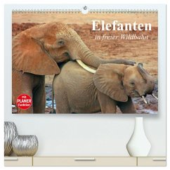 Elefanten in freier Wildbahn (hochwertiger Premium Wandkalender 2025 DIN A2 quer), Kunstdruck in Hochglanz