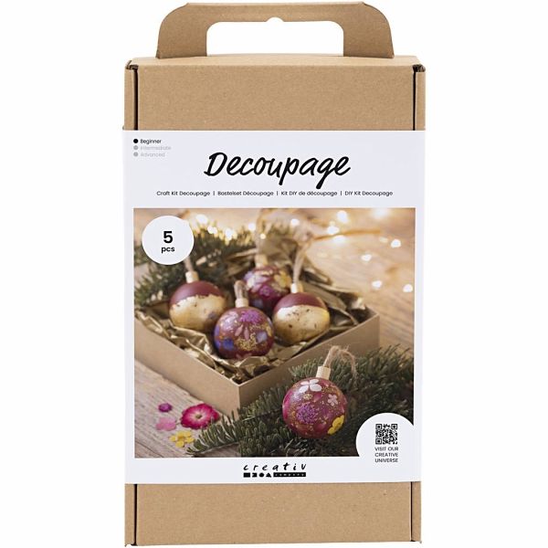 Creativ Company DIY Sets Dekoartikel Kreativ Set Découpage, Weihnachtsrot, Gepresste Blumen, Kreativ Box