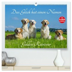 Das Glück hat einen Namen - Golden Retriever (hochwertiger Premium Wandkalender 2025 DIN A2 quer), Kunstdruck in Hochglanz