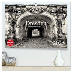 Dresden Schwarz-Weiß (hochwertiger Premium Wandkalender 2025 DIN A2 quer), Kunstdruck in Hochglanz