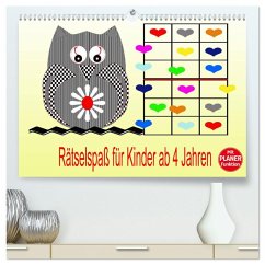 Rätselspaß für Kinder ab 4 Jahren (hochwertiger Premium Wandkalender 2025 DIN A2 quer), Kunstdruck in Hochglanz