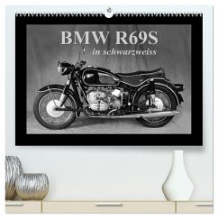 BMW R69S in schwarzweiss (hochwertiger Premium Wandkalender 2025 DIN A2 quer), Kunstdruck in Hochglanz