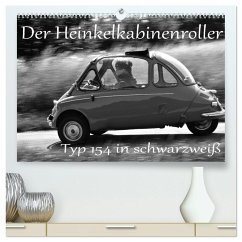 Der Heinkel Kabinenroller Typ 154 in schwarzweiß (hochwertiger Premium Wandkalender 2025 DIN A2 quer), Kunstdruck in Hochglanz