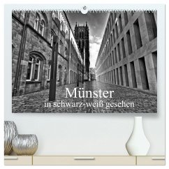 Münster in schwarz-weiß gesehen (hochwertiger Premium Wandkalender 2025 DIN A2 quer), Kunstdruck in Hochglanz