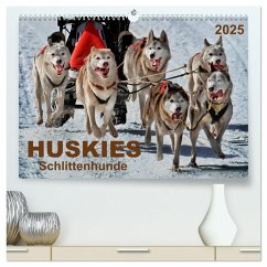 Huskies - Schlittenhunde (hochwertiger Premium Wandkalender 2025 DIN A2 quer), Kunstdruck in Hochglanz