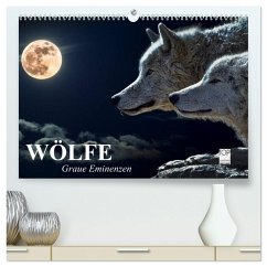 Wölfe. Graue Eminenzen (hochwertiger Premium Wandkalender 2025 DIN A2 quer), Kunstdruck in Hochglanz