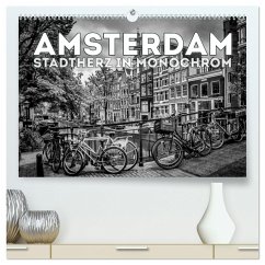 AMSTERDAM Stadtherz in Monochrom (hochwertiger Premium Wandkalender 2025 DIN A2 quer), Kunstdruck in Hochglanz