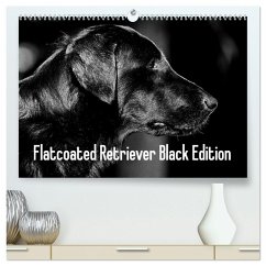 Flatcoated Retriever Black Edition (hochwertiger Premium Wandkalender 2025 DIN A2 quer), Kunstdruck in Hochglanz - Calvendo;Müller, Beatrice