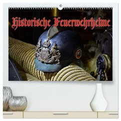 Historische Feuerwehrhelme (hochwertiger Premium Wandkalender 2025 DIN A2 quer), Kunstdruck in Hochglanz