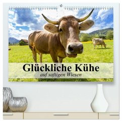 Glückliche Kühe auf saftigen Wiesen (hochwertiger Premium Wandkalender 2025 DIN A2 quer), Kunstdruck in Hochglanz - Calvendo;Stanzer, Elisabeth