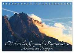 Malerisches Garmisch Partenkirchen - Aquarelle und Fotografien (Tischkalender 2025 DIN A5 quer), CALVENDO Monatskalender