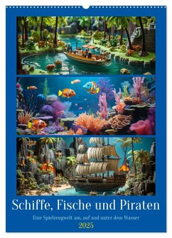 Schiffe, Fische und Piraten (Wandkalender 2025 DIN A2 hoch), CALVENDO Monatskalender