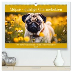Möpse - quirlige Charmebolzen (hochwertiger Premium Wandkalender 2025 DIN A2 quer), Kunstdruck in Hochglanz
