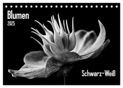 Blumen 2025, Schwarz-Weiß (Tischkalender 2025 DIN A5 quer), CALVENDO Monatskalender