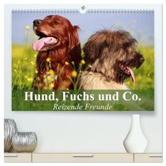 Hund, Fuchs und Co. Reizende Freunde (hochwertiger Premium Wandkalender 2025 DIN A2 quer), Kunstdruck in Hochglanz