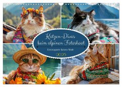 Katzen-Divas beim alpinen Fotoshoot. Extravagante Katzenmode (Wandkalender 2025 DIN A3 quer), CALVENDO Monatskalender