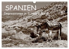 Spanien Impressionen in Schwarz-Weiß (Wandkalender 2025 DIN A3 quer), CALVENDO Monatskalender