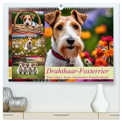 Drahthaar-Foxterrier (hochwertiger Premium Wandkalender 2025 DIN A2 quer), Kunstdruck in Hochglanz