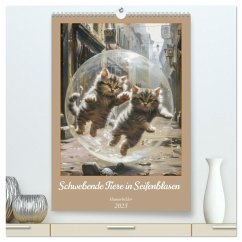 Schwebende Tiere in Seifenblasen - Humorbilder (hochwertiger Premium Wandkalender 2025 DIN A2 hoch), Kunstdruck in Hochglanz