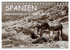 Spanien Impressionen in Schwarz-Weiß (Tischkalender 2025 DIN A5 quer), CALVENDO Monatskalender