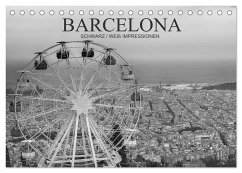 Barcelona Schwarz / Weiß Impressionen (Tischkalender 2025 DIN A5 quer), CALVENDO Monatskalender