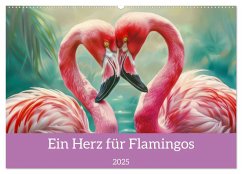 Ein Herz für Flamingos (Wandkalender 2025 DIN A2 quer), CALVENDO Monatskalender