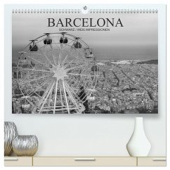 Barcelona Schwarz / Weiß Impressionen (hochwertiger Premium Wandkalender 2025 DIN A2 quer), Kunstdruck in Hochglanz