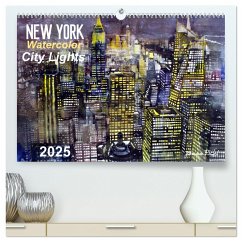 New York Watercolor Citylights (hochwertiger Premium Wandkalender 2025 DIN A2 quer), Kunstdruck in Hochglanz