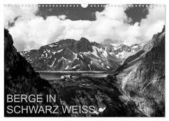 BERGE IN SCHWARZ WEISS (Wandkalender 2025 DIN A3 quer), CALVENDO Monatskalender