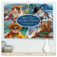 Katzen-Divas beim alpinen Fotoshoot. Extravagante Katzenmode (hochwertiger Premium Wandkalender 2025 DIN A2 quer), Kunstdruck in Hochglanz - Calvendo;Hurley, Rose