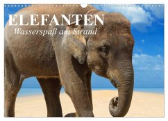Elefanten - Wasserspaß am Strand (Wandkalender 2025 DIN A3 quer), CALVENDO Monatskalender