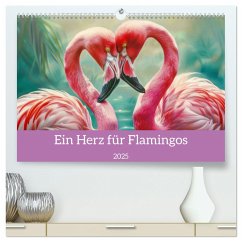 Ein Herz für Flamingos (hochwertiger Premium Wandkalender 2025 DIN A2 quer), Kunstdruck in Hochglanz