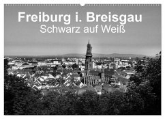 Freiburg i. Breisgau Schwarz auf Weiß (Wandkalender 2025 DIN A2 quer), CALVENDO Monatskalender