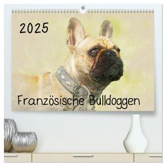 Französische Bulldoggen 2025 (hochwertiger Premium Wandkalender 2025 DIN A2 quer), Kunstdruck in Hochglanz