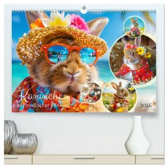 Kaninchen auf modischer Mission (hochwertiger Premium Wandkalender 2025 DIN A2 quer), Kunstdruck in Hochglanz