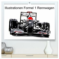 Illustrationen Formel 1 Rennwagen (hochwertiger Premium Wandkalender 2025 DIN A2 quer), Kunstdruck in Hochglanz