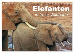Elefanten in freier Wildbahn (Tischkalender 2025 DIN A5 quer), CALVENDO Monatskalender