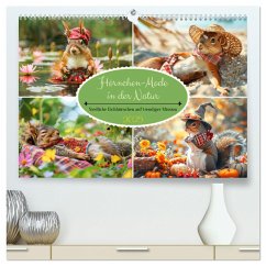 Hörnchen-Mode in der Natur. Niedliche Eichhörnchen auf trendiger Mission (hochwertiger Premium Wandkalender 2025 DIN A2 quer), Kunstdruck in Hochglanz - Calvendo;Hurley, Rose