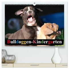 Bulldoggen-Kindergarten (hochwertiger Premium Wandkalender 2025 DIN A2 quer), Kunstdruck in Hochglanz